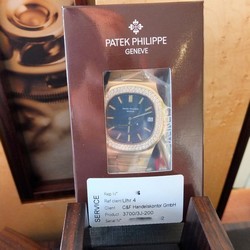 Patek Philippe Nautilus Mens watch Unisex Automatic Yellow gold 3700 3 Nautilus Blue original Steinbesatz