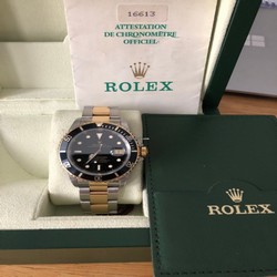 Rolex Submariner Date Mens watch Unisex Gold Steel Automatic 16613LN