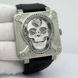 Bell & Ross BR 01 Mens watch Unisex Manual winding Steel BR01-SKULL-SK-ST