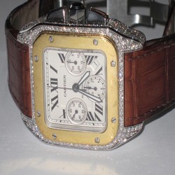 Cartier Santos 100 Mens watch Unisex Automatic Gold Steel W20091X7